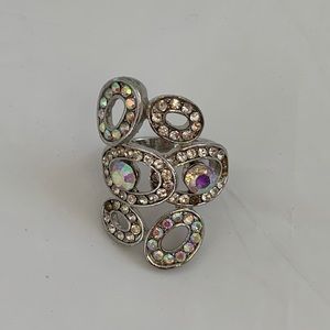 rhinstones  statement ring size 6